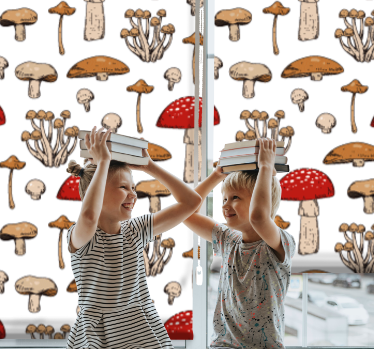 Mushroom brown pattern fruit and vegetable roller blind - TenStickers