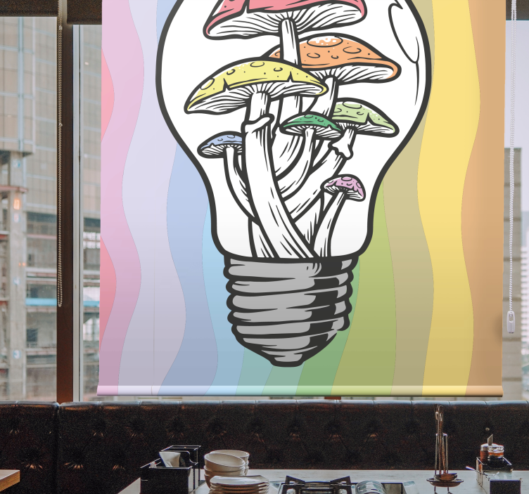 Mushroom Lightbulb Art flowers and plants roller blind - TenStickers