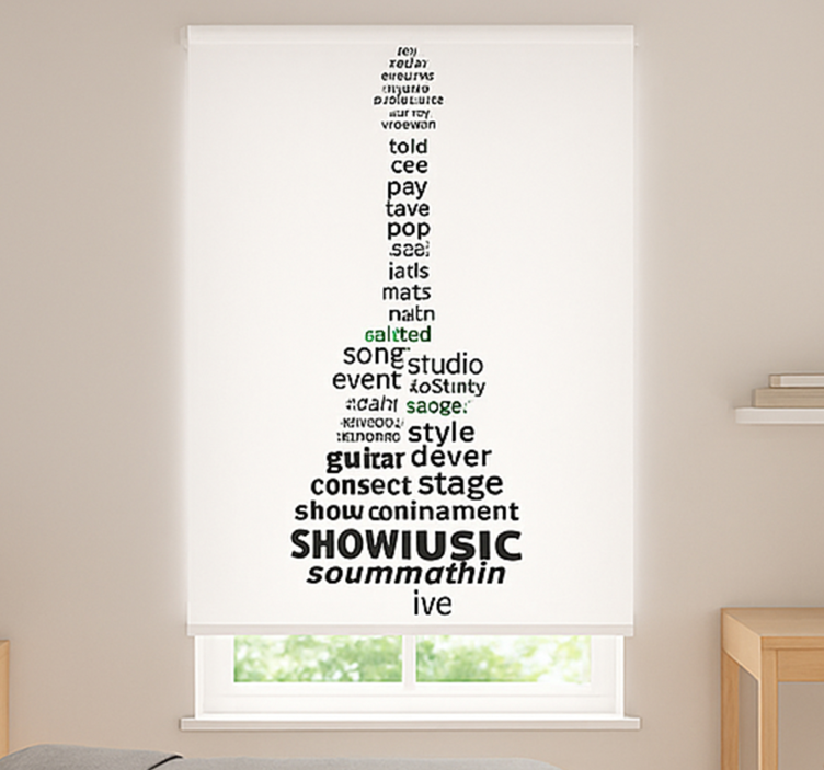 Music guitar words teenage bedroom roller blind - TenStickers