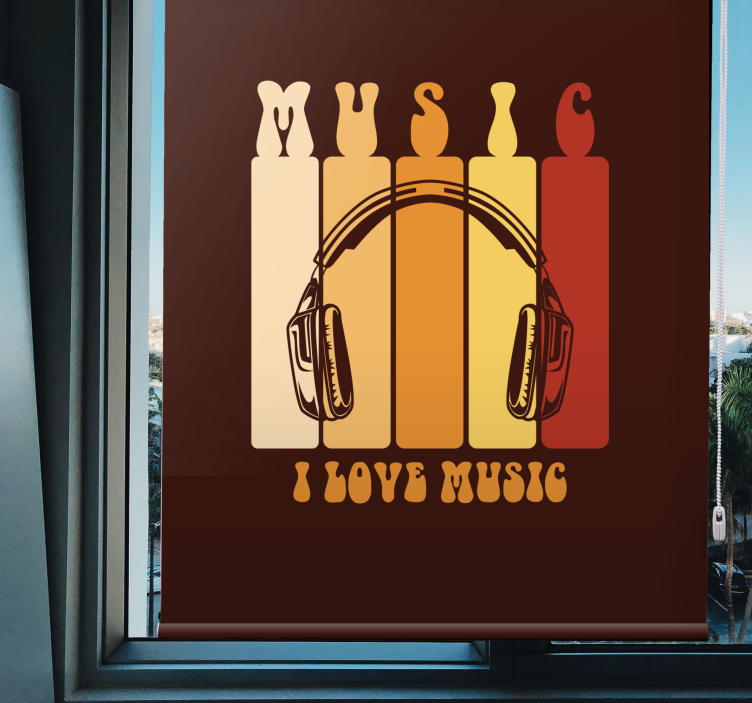 Music headphones design text roller blind - TenStickers