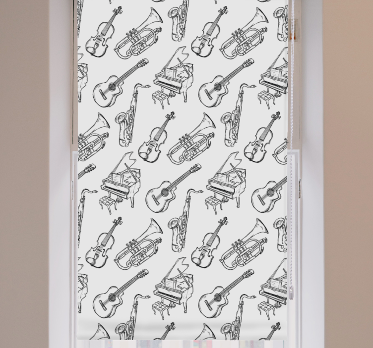 Musical instruments pattern teenage bedroom roller blind - TenStickers