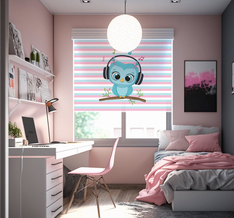 Musical Owl Illustration animal roller blind - TenStickers