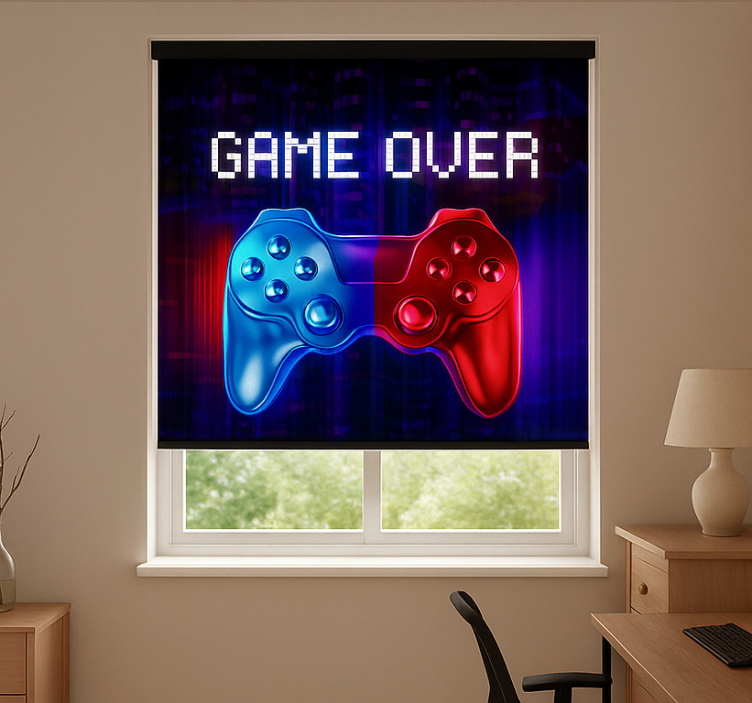 Neon cascading game over geek roller blind - TenStickers