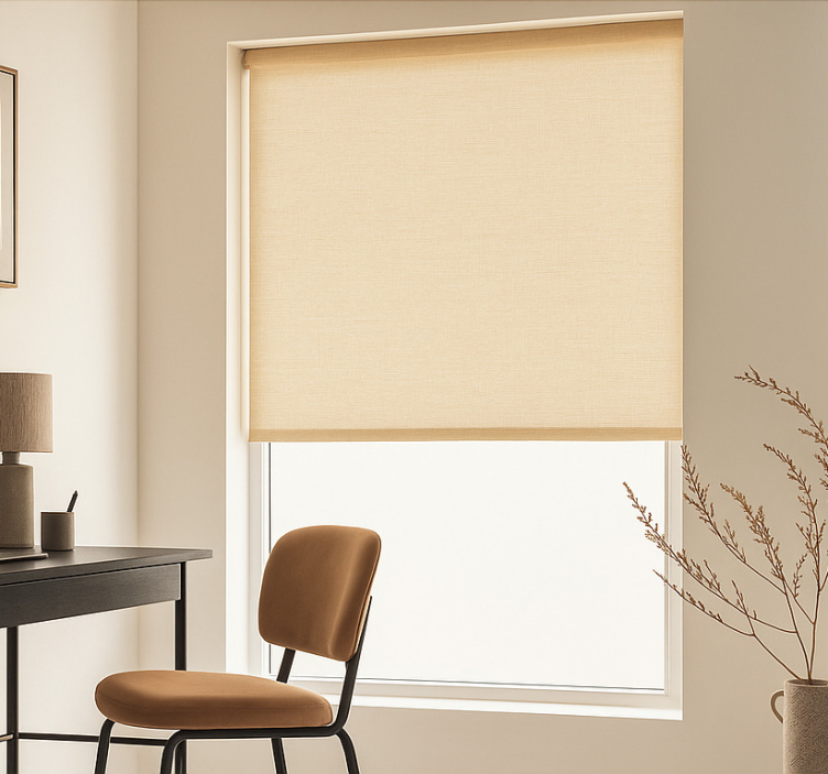 Office roller blind simple beige sheer - TenStickers