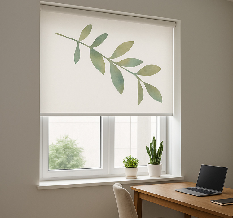 Office roller blind with large leaf design - TenStickers