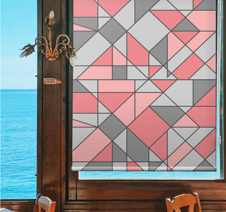 Pink gray triangle wall art Living room blind - TenStickers