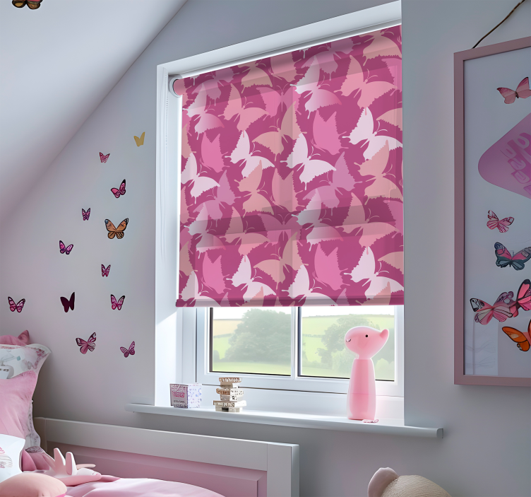 Pink background Butterflies blind - TenStickers