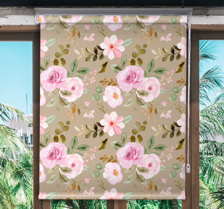 Pink Floral Patterns flower roller blind - TenStickers