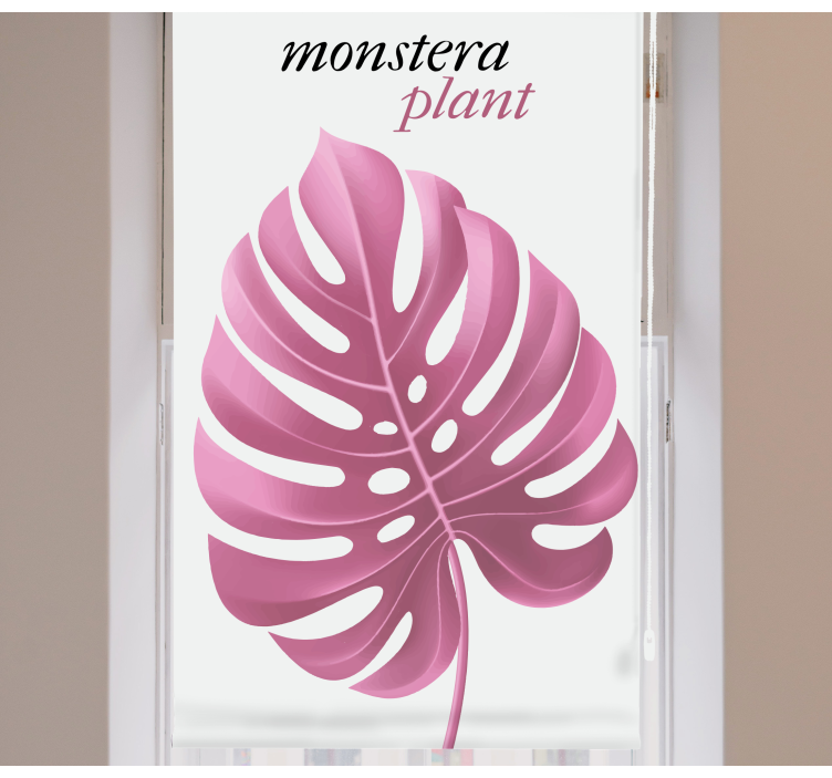 Pink monstera plant flowers and plants roller blind - TenStickers