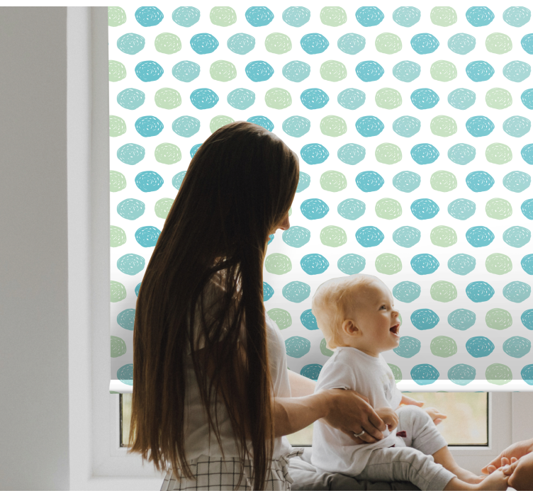 Green and blue dots children room roller blind - TenStickers