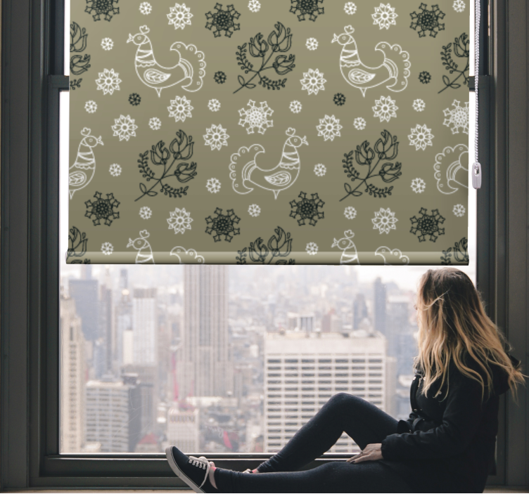 Polish folk roosters pattern Flower blind - TenStickers