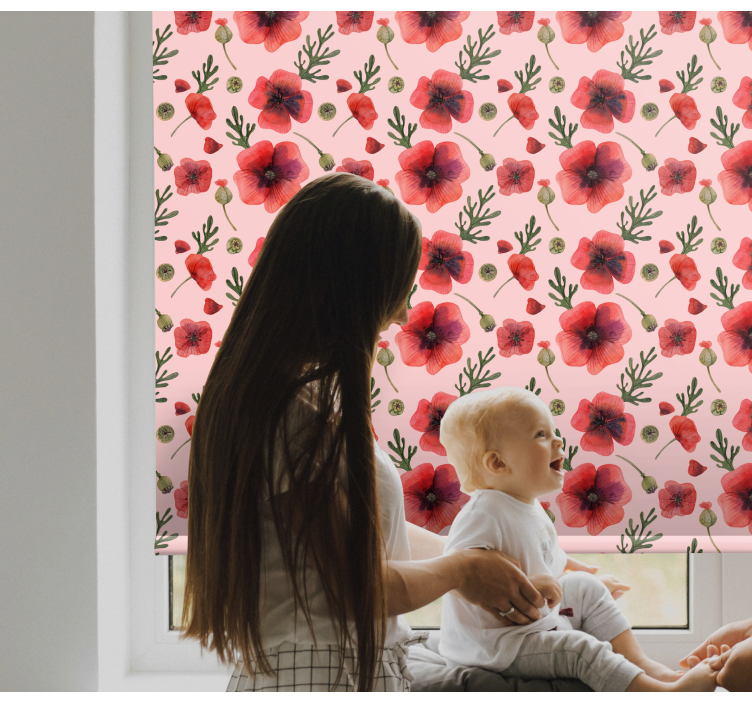 Poppy Floral Pattern flowers and plants roller blind - TenStickers