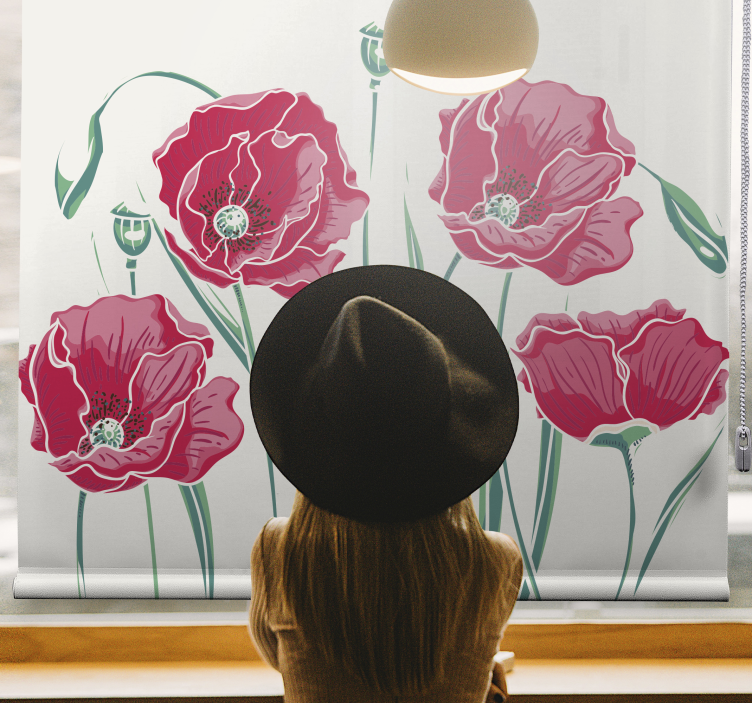 Poppy Flower Elegance flowers and plants roller blind - TenStickers