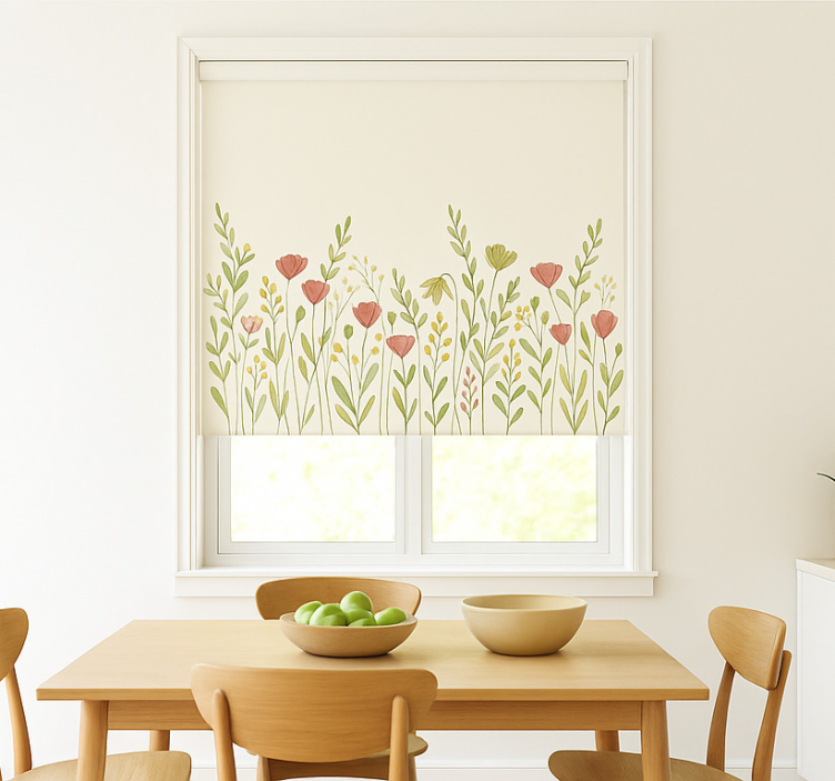 Poppy flower field  dining room roller blind - TenStickers