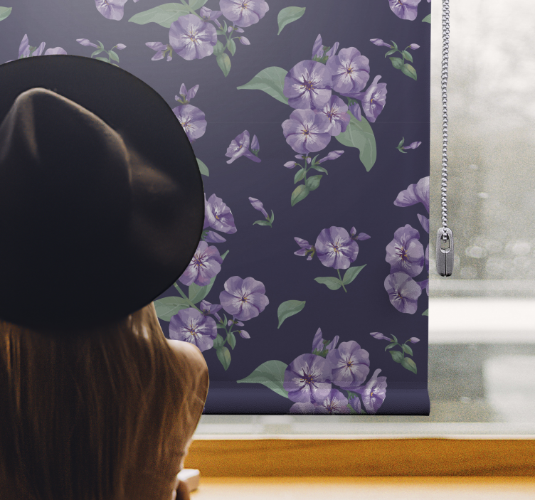 Purple Flower kitchen blind - TenStickers