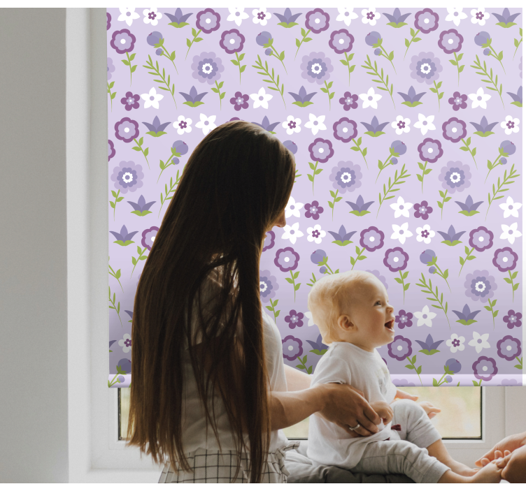 Purple flowers Living room blind - TenStickers