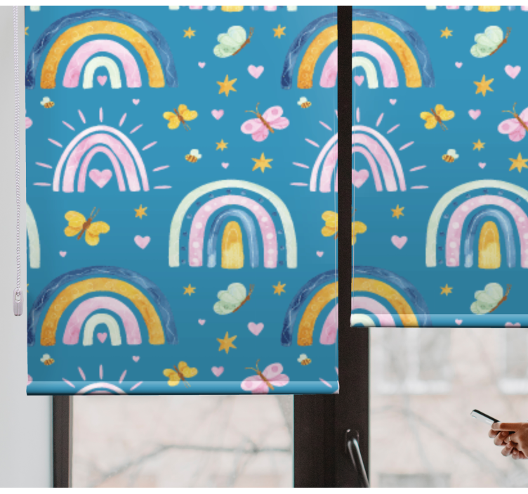 Rainbow butterflies design children room roller blind - TenStickers