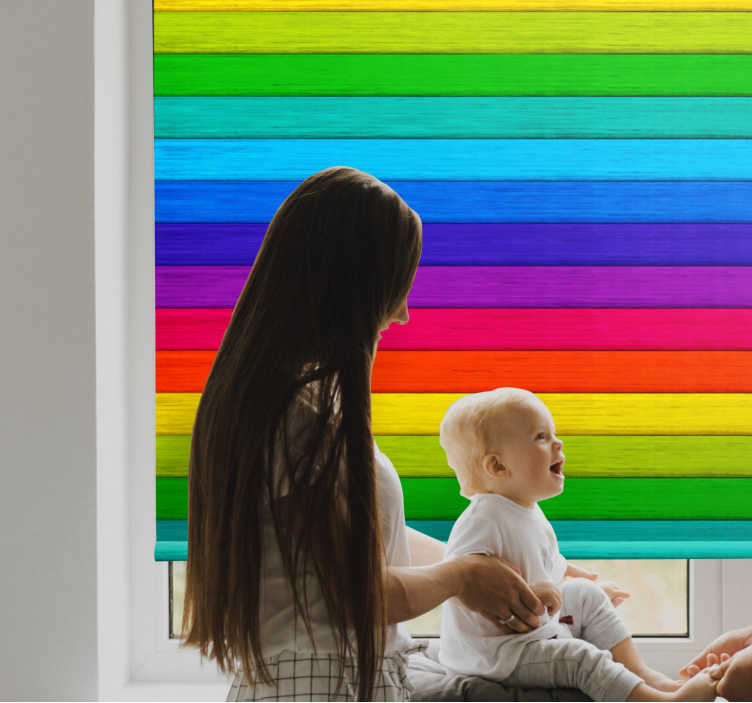 Rainbow wooden planks texture and pattern roller blind - TenStickers