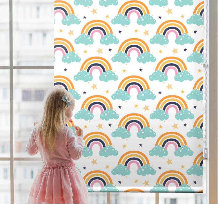 Rainbows and clouds children room roller blind - TenStickers
