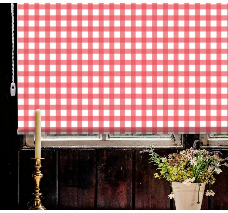 Red checked decoration Kitchen blind - TenStickers