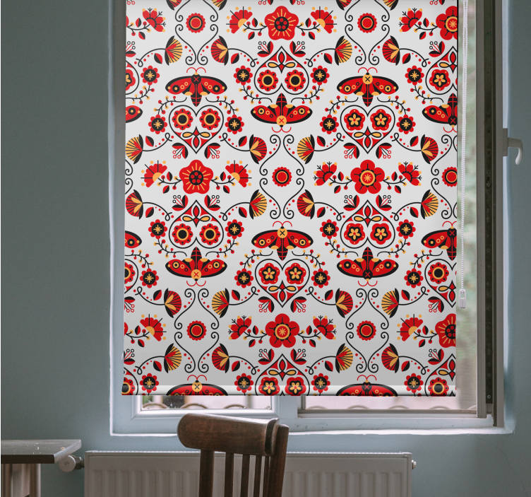 Polish red pattern flower roller blind - TenStickers