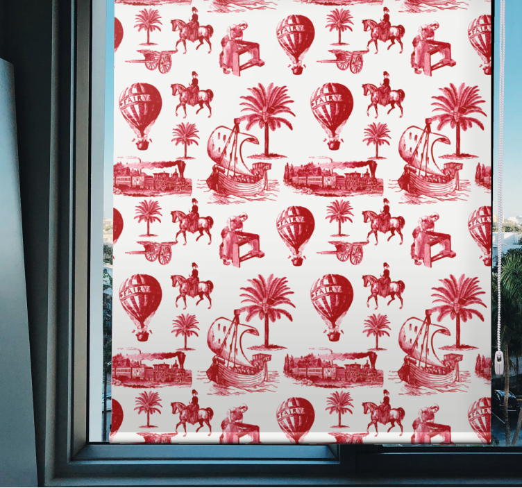 Red red palm scenes retro roller blind - TenStickers