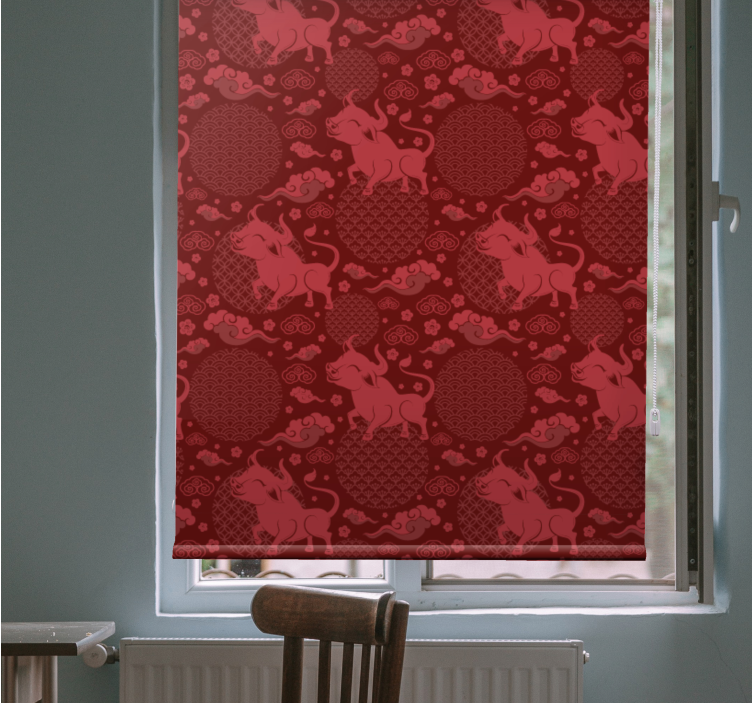 Reddish Bull Pattern animal roller blind - TenStickers