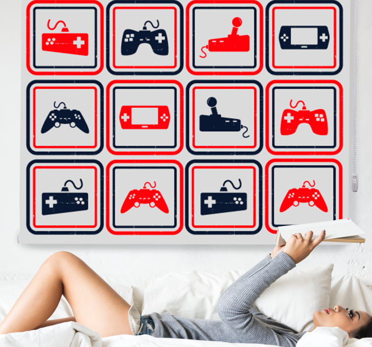 Retro gray controllers Geek roller blind - TenStickers