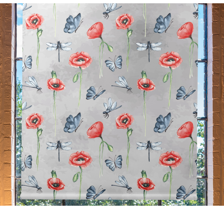 Puppies and insects flowers and plants roller blind - TenStickers