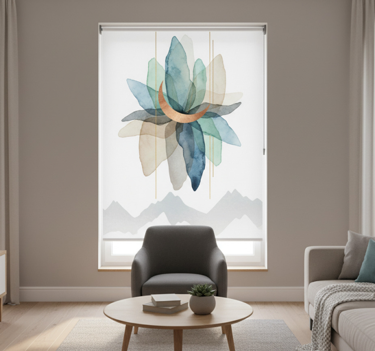 Scandinavian roller blind abstract colorful mountain scene - TenStickers