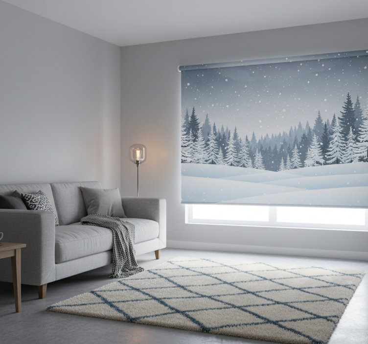 Scandinavian roller blind nordic winter forest design - TenStickers
