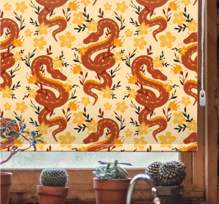 Serpent With Flowers animal roller blind - TenStickers