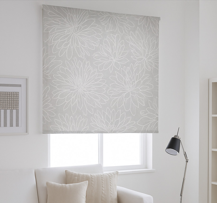 Sheer floral pattern living room roller blind - TenStickers