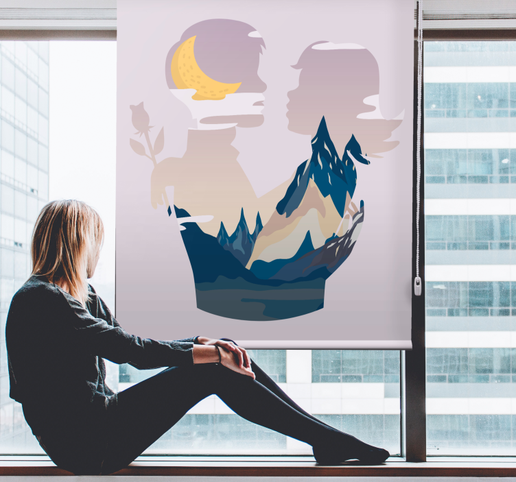 Night mountains scene original roller blind - TenStickers