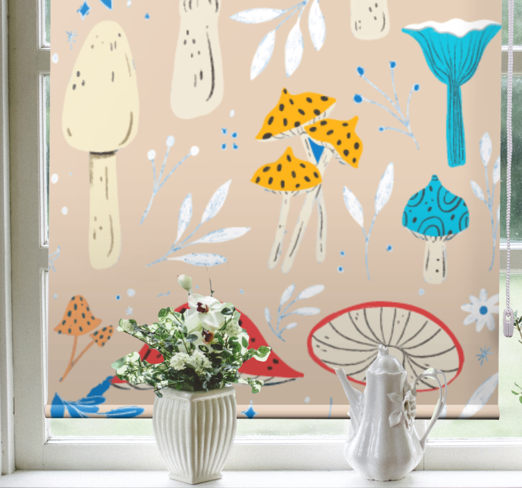 Stylized Fungi Illustration roller blind - TenStickers