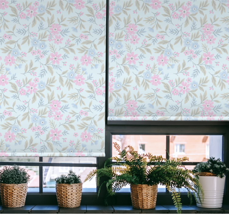 Subtle Botanical Motif flowers and plants roller blind - TenStickers
