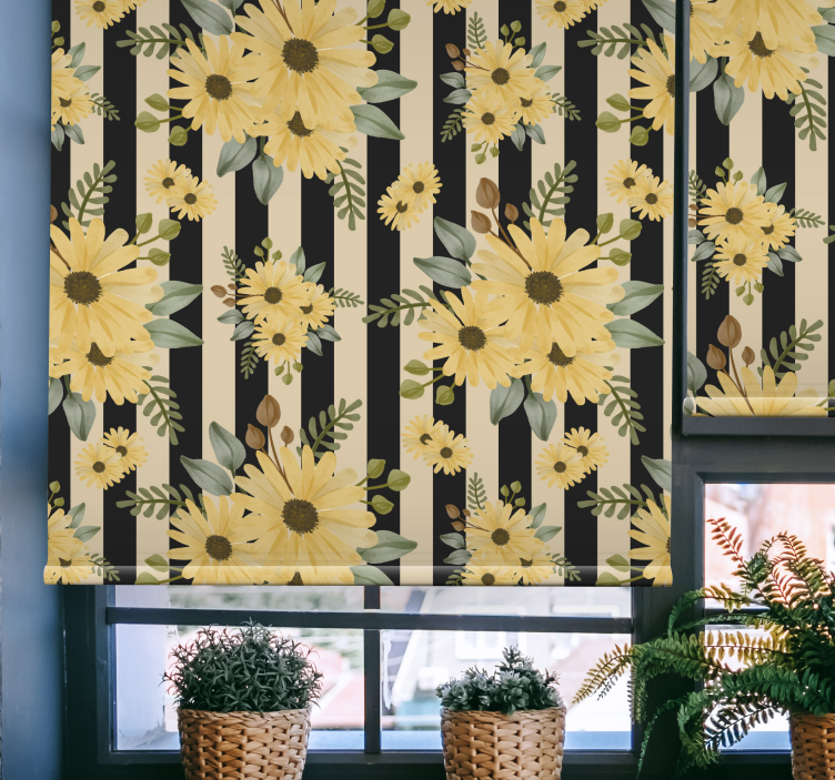 Sunflower Floral Motif flowers and plants roller blind - TenStickers