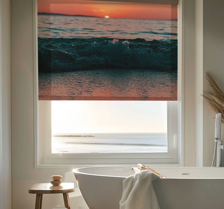 Sunset on a beach bathroom roller blind - TenStickers
