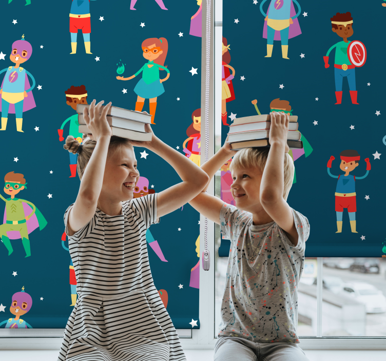 Superkids pattern Superhero blind - TenStickers