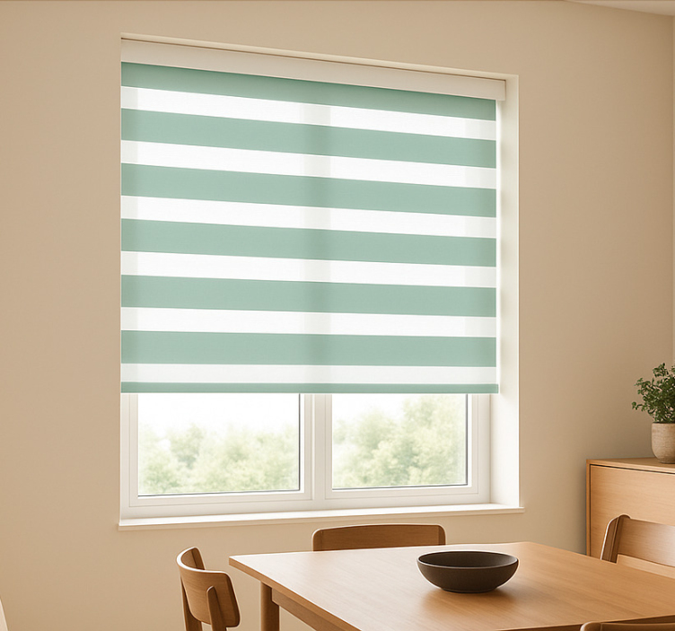 Teal green striped dining room roller blind - TenStickers