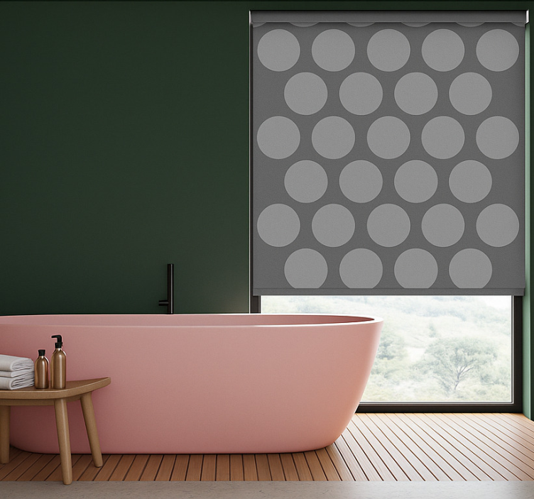 Textured grey circles  bathroom roller blind - TenStickers