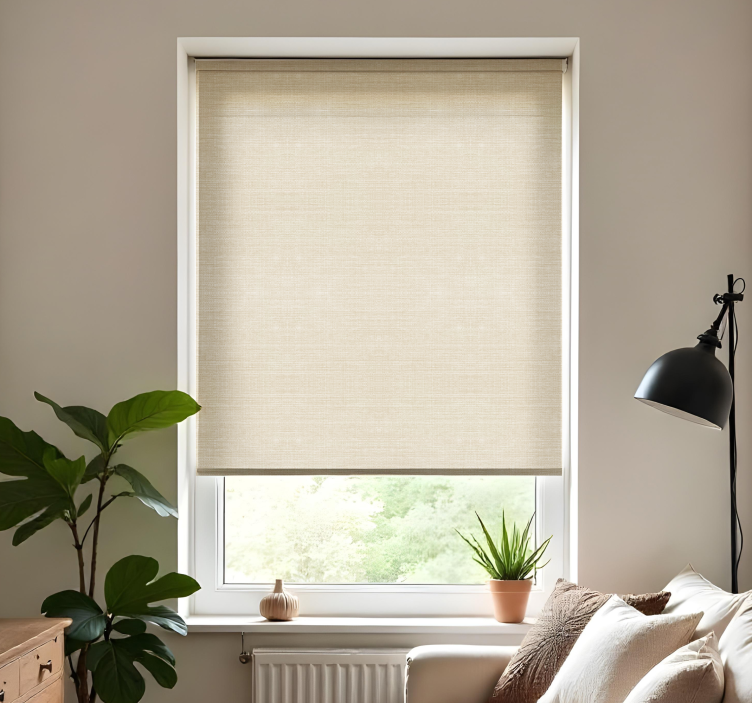 Thin jute beige pattern living room roller blind - TenStickers