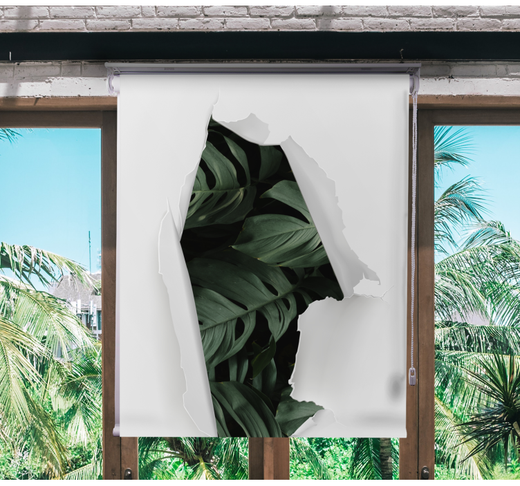 Torn Greenery View flowers and plants roller blind - TenStickers