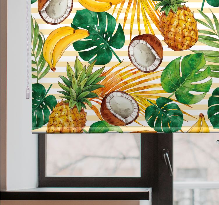 Tropical fruits design kitchen roller blind - TenStickers