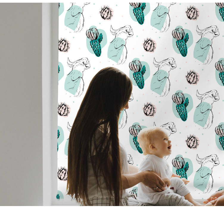 Tropical parrot and cactus pattern blind - TenStickers