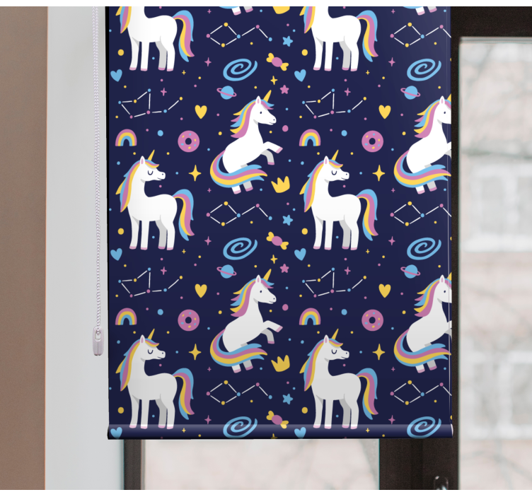 Unicorn pattern with symbols Childrens blind - TenStickers