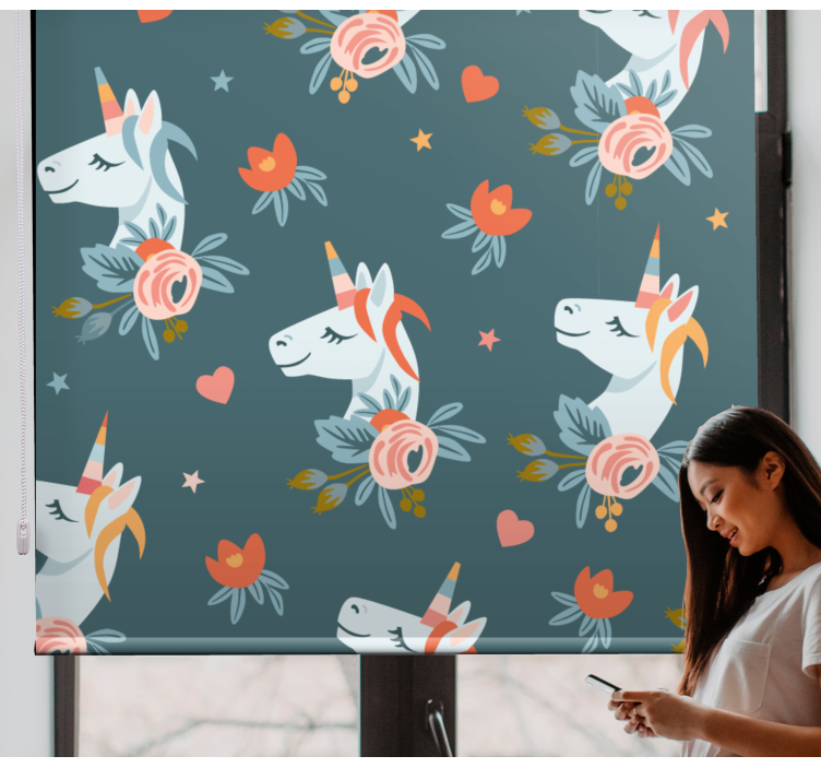 Unicorn with flowers Childrens blind - TenStickers