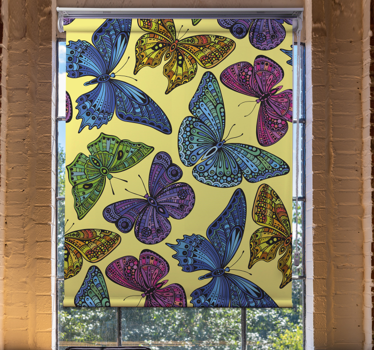 Yellow Background butterfly roller blind - TenStickers