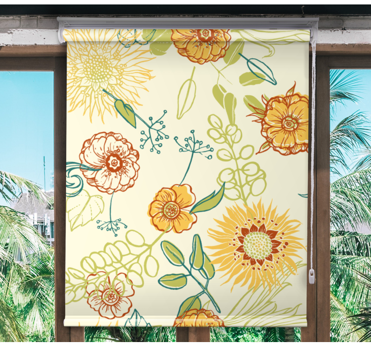 Vibrant Floral Patterns flowers and plants roller blind - TenStickers