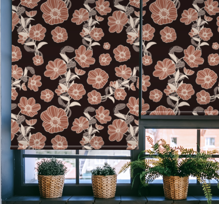 Vintage dark pattern flower roller blind - TenStickers